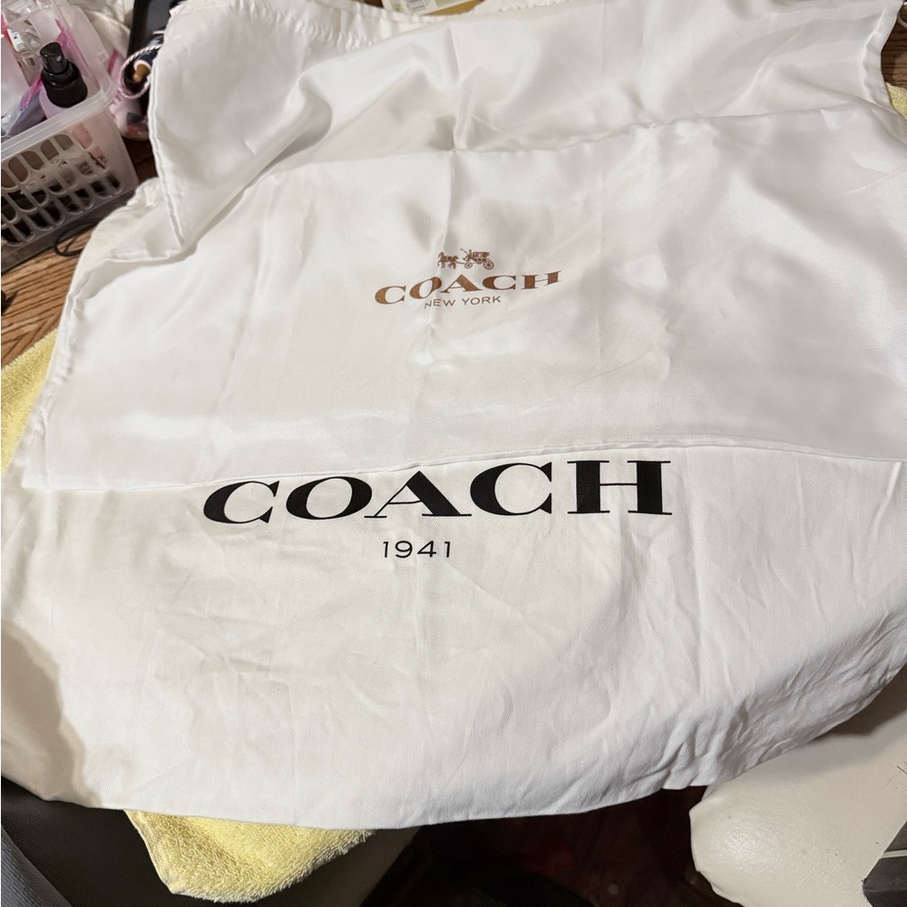 2 - Coach White Storage Bag with Logo
